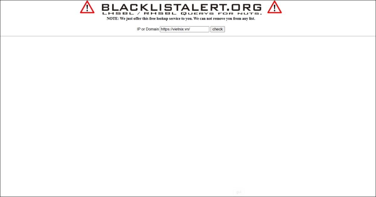 Domain Blacklist Check là gì? Nguyên nhân và 12 công cụ check blacklist domain 35 BlacklistAlert.org