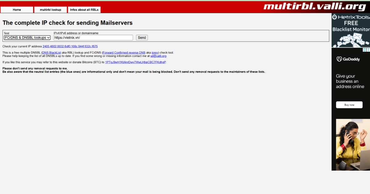 Domain Blacklist Check là gì? Nguyên nhân và 12 công cụ check blacklist domain 39 MultiRBL.valli.org