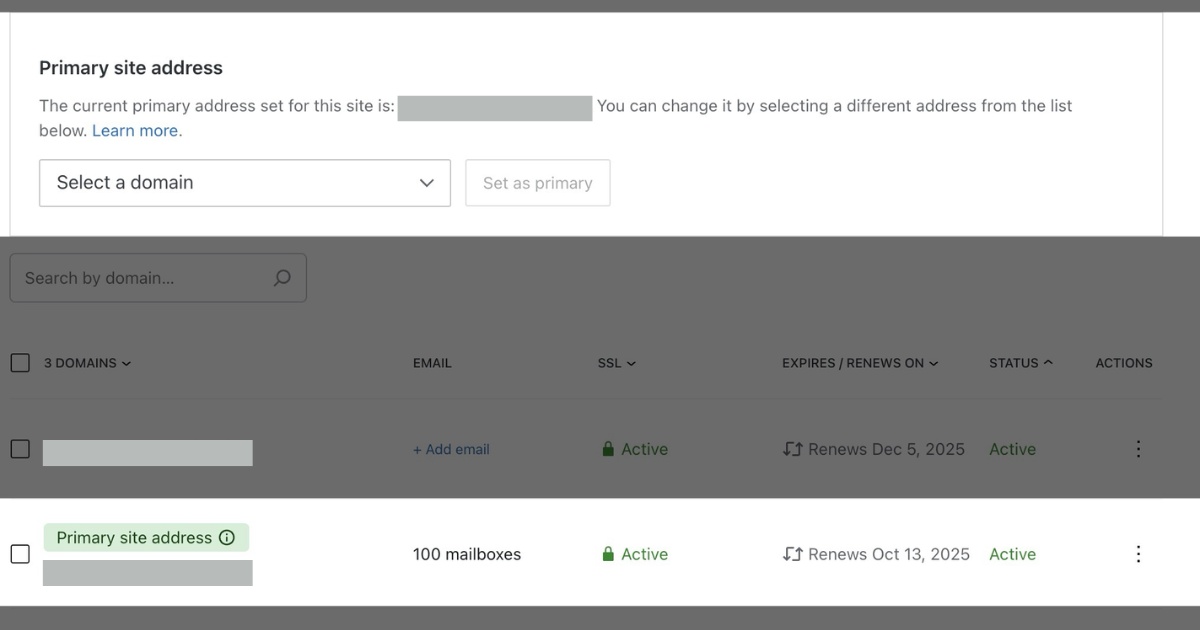 Domain WordPress là gì? Hướng dẫn kết nối tên miền với WordPress chi tiết 22 bạn xác định tên miền mong muốn thiết lập làm địa chỉ chính và nhấn vào nút Set As Primary.