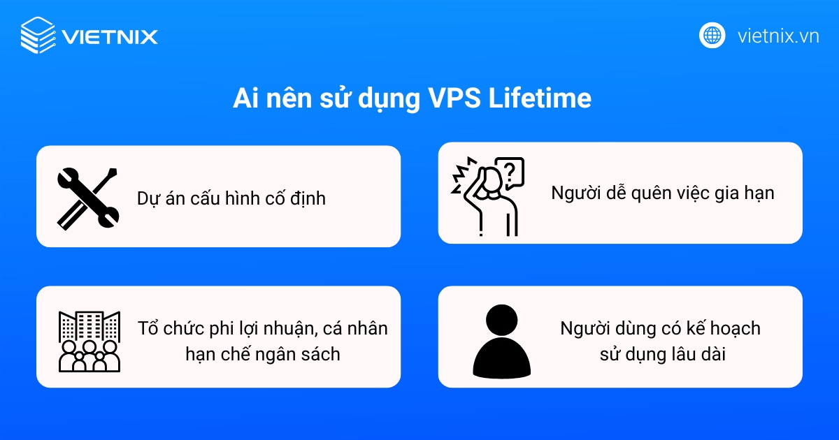 VPS Lifetime sẽ phù hợp nhất cho các nhóm đối tượng sau