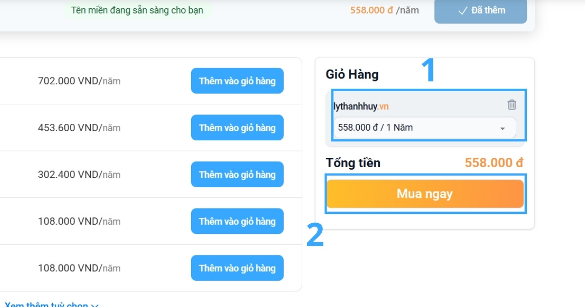 Kiểm tra lại các thông tin về thời gian đăng ký và tổng phí cần thanh toán