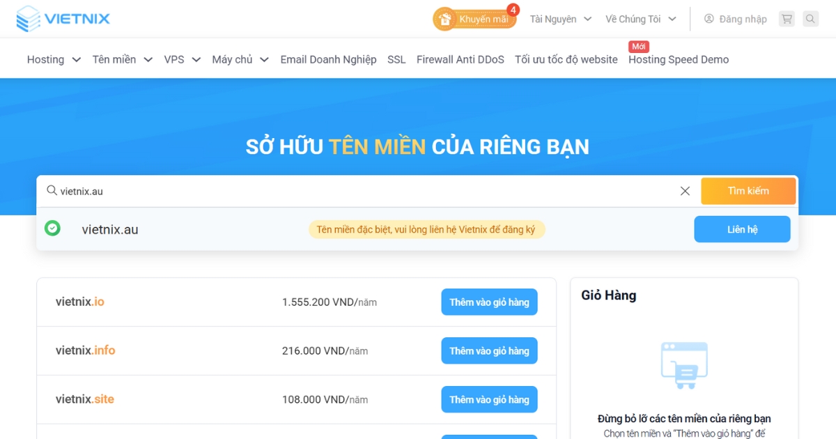 Kiểm tra trạng thái tên miền website