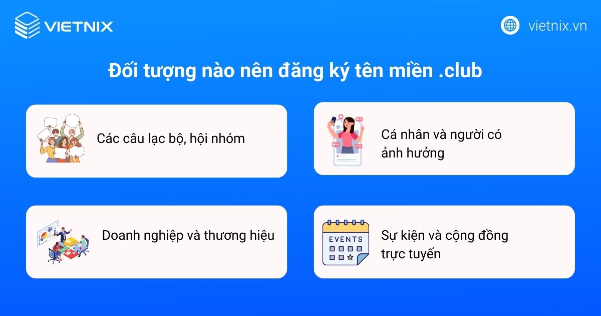 Tên miền .club là lựa chọn tuyệt vời cho bất kỳ ai muốn xây dựng một cộng đồng