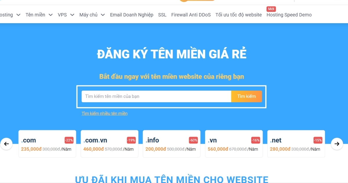 Hãy sử dụng thanh tìm kiếm để nhập tên miền .host mà bạn muốn sở hữu