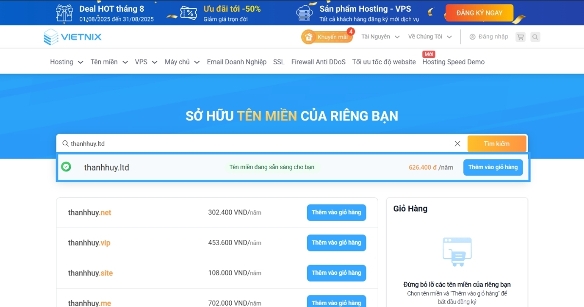 Bạn nhấn Thêm vào giỏ hàng để tiếp tục