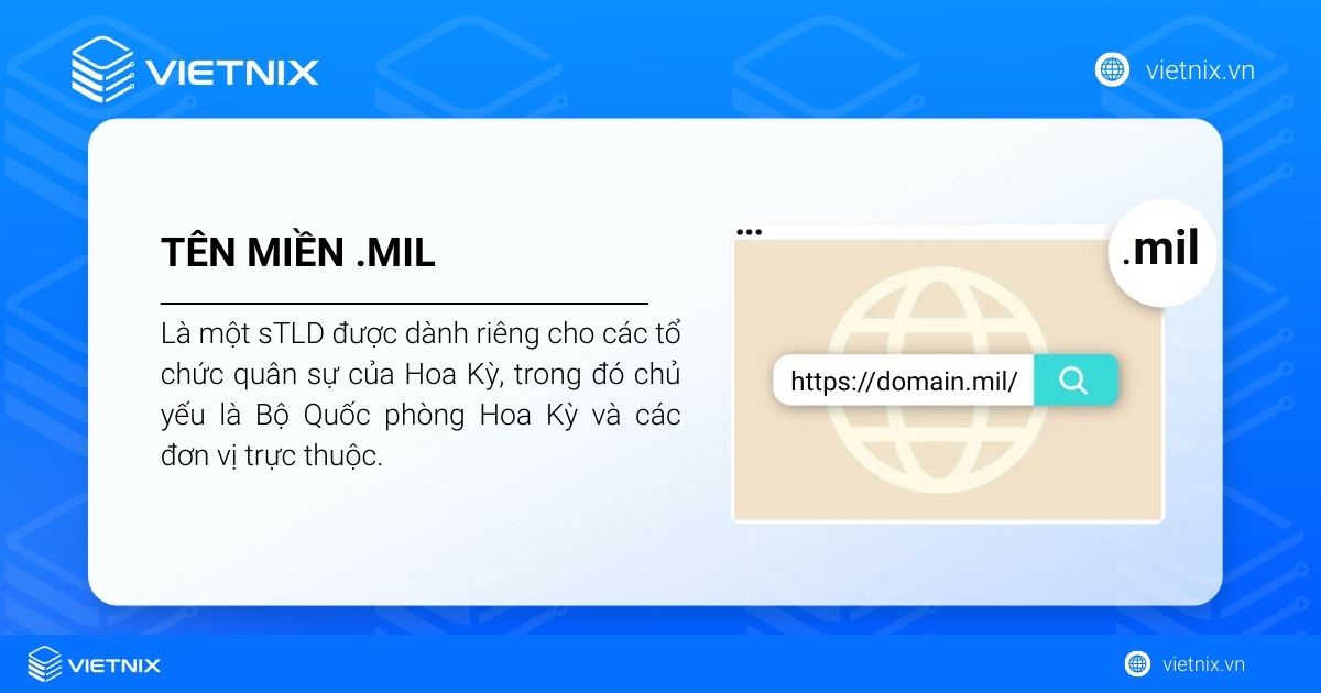 Tên miền .mil là tên miền cấp cao nhất được tài trợ
