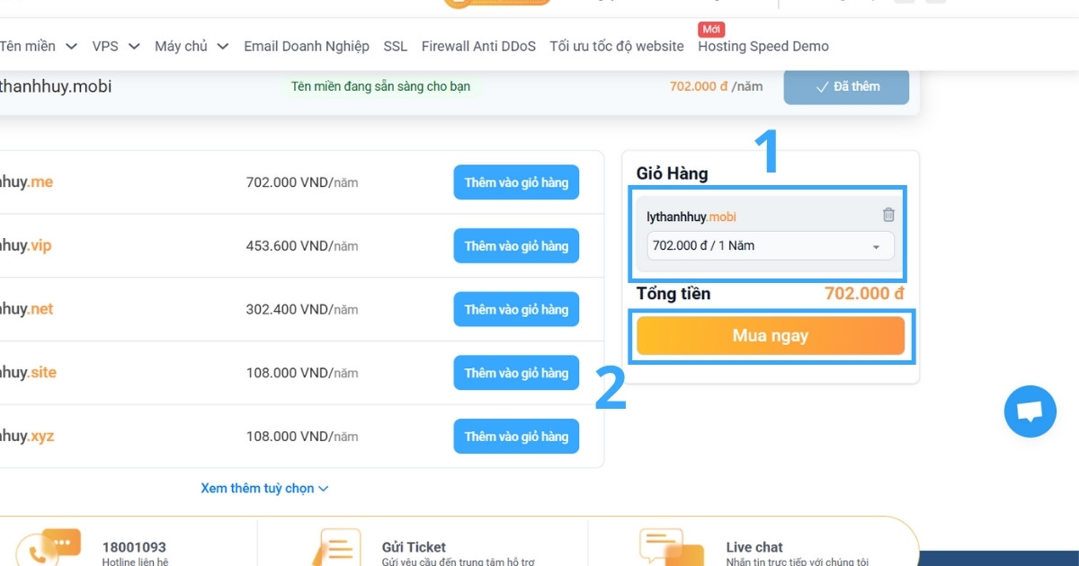 Nếu đã hài lòng, nhấn vào nút Mua ngay