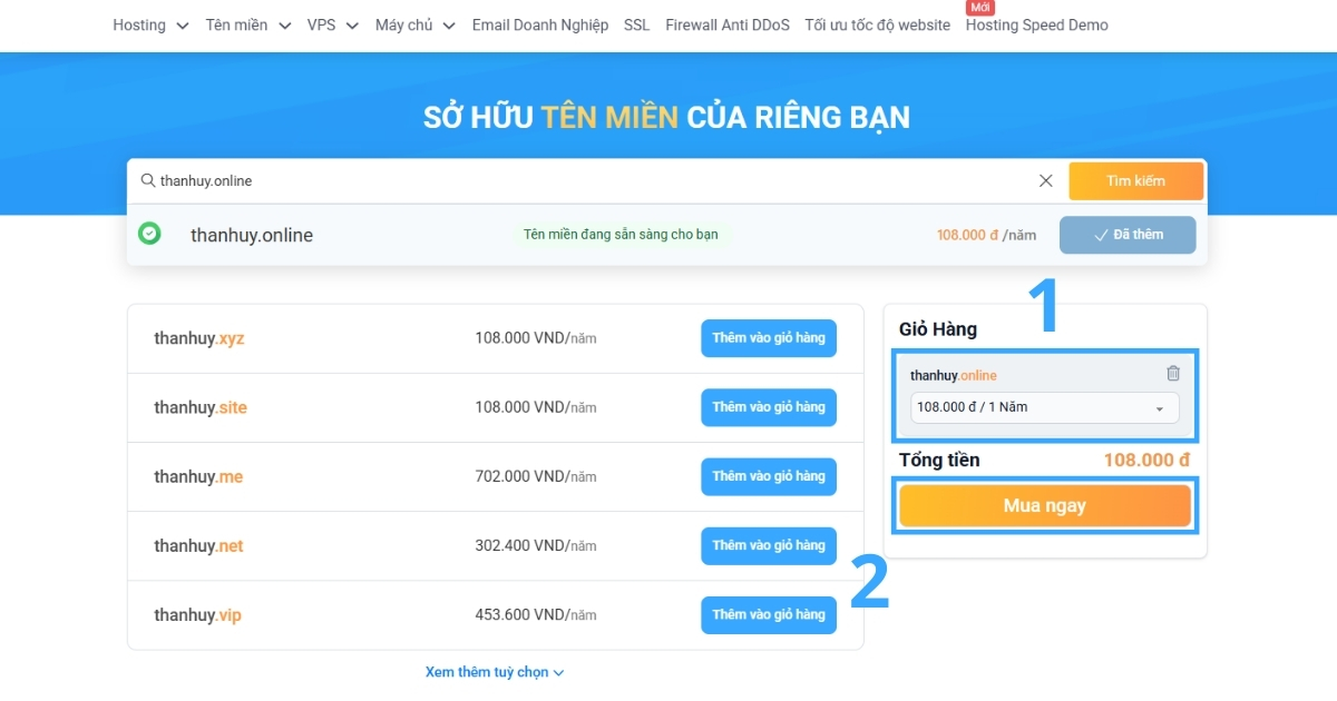 Tên miền .online là gì? Lợi ích và cách mua tên miền .online giá rẻ 51 Nếu đã hợp lý, bạn nhấn chọn Mua ngay