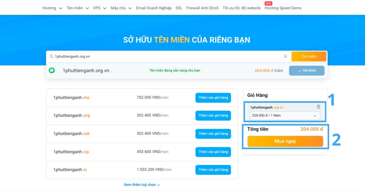 Quy trình đăng ký tên miền .org.vn tại Vietnix