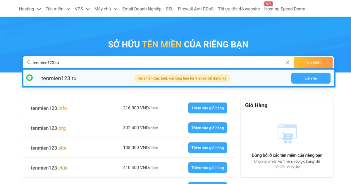 Lúc này, bạn hãy nhấn vào nút Liên hệ để nhận hướng dẫn chi tiết từ đội ngũ Vietnix