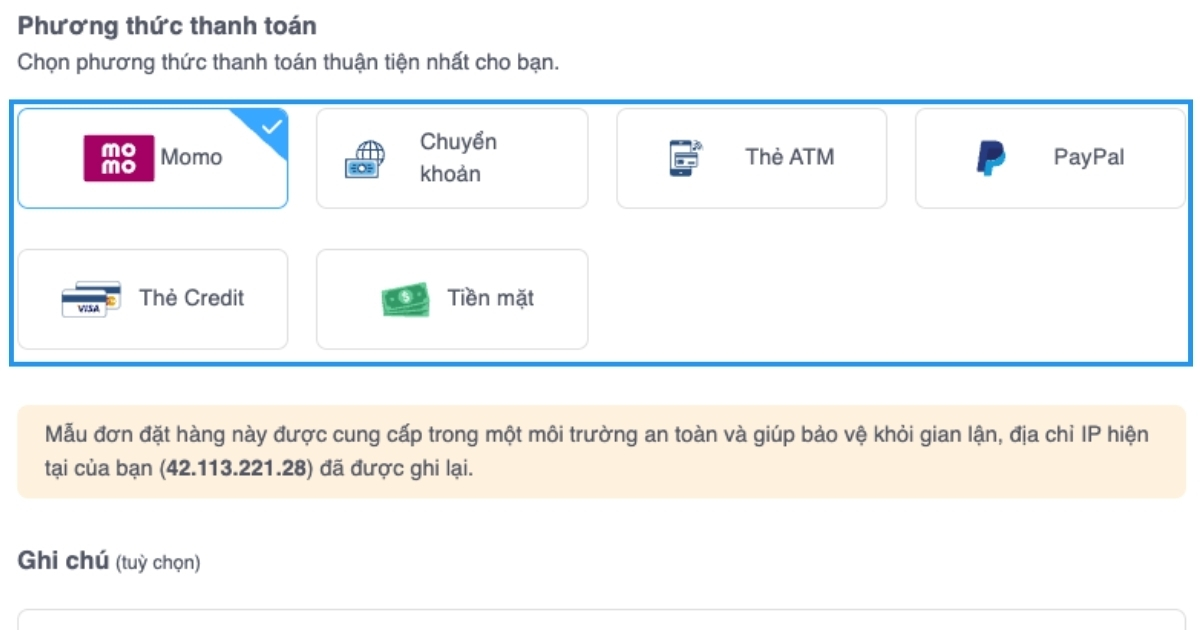 Tên miền .site là gì? Hướng dẫn cách mua tên miền .site đơn giản tại Vietnix 42 Bạn cần lựa chọn phương thức thanh toán phù hợp