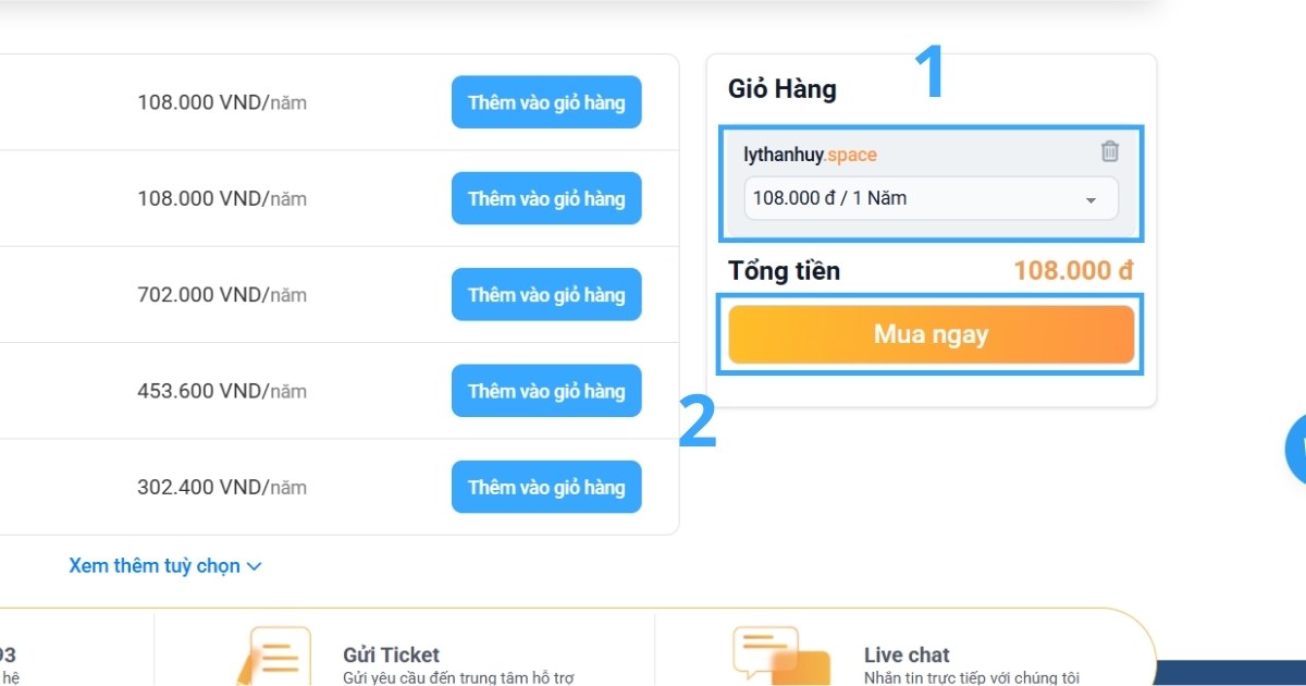 Nếu mọi thứ đã đúng yêu cầu, chọn Mua ngay để sang bước tiếp theo