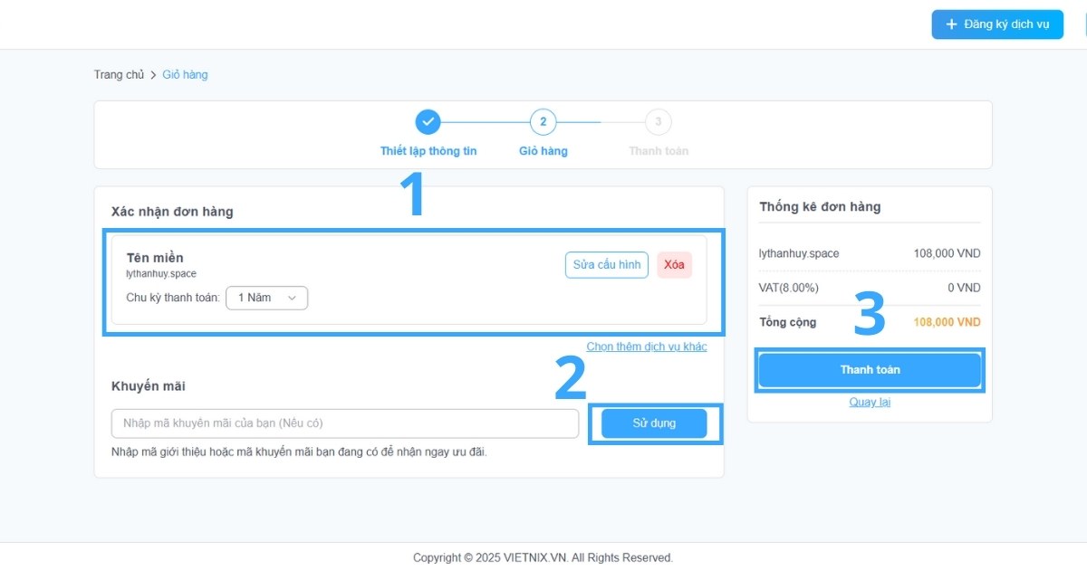 Khi đã chắc chắn, bấm Thanh toán