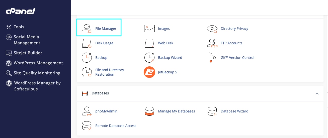 Truy cập File Manager trong cPanel