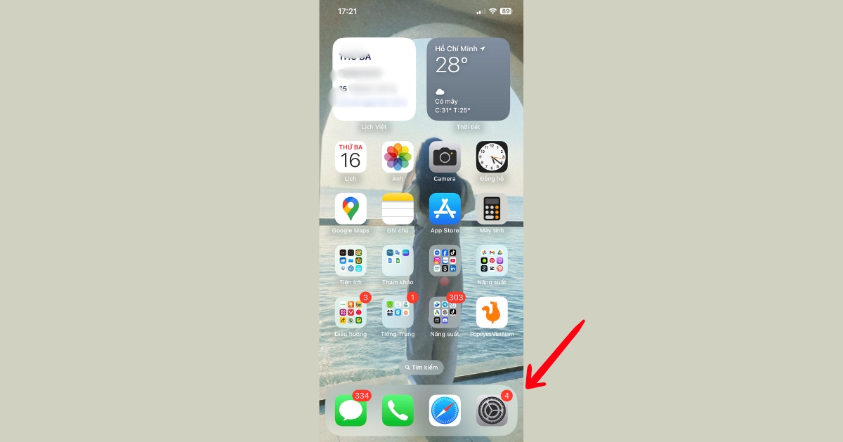 Bạn vào Cài đặt