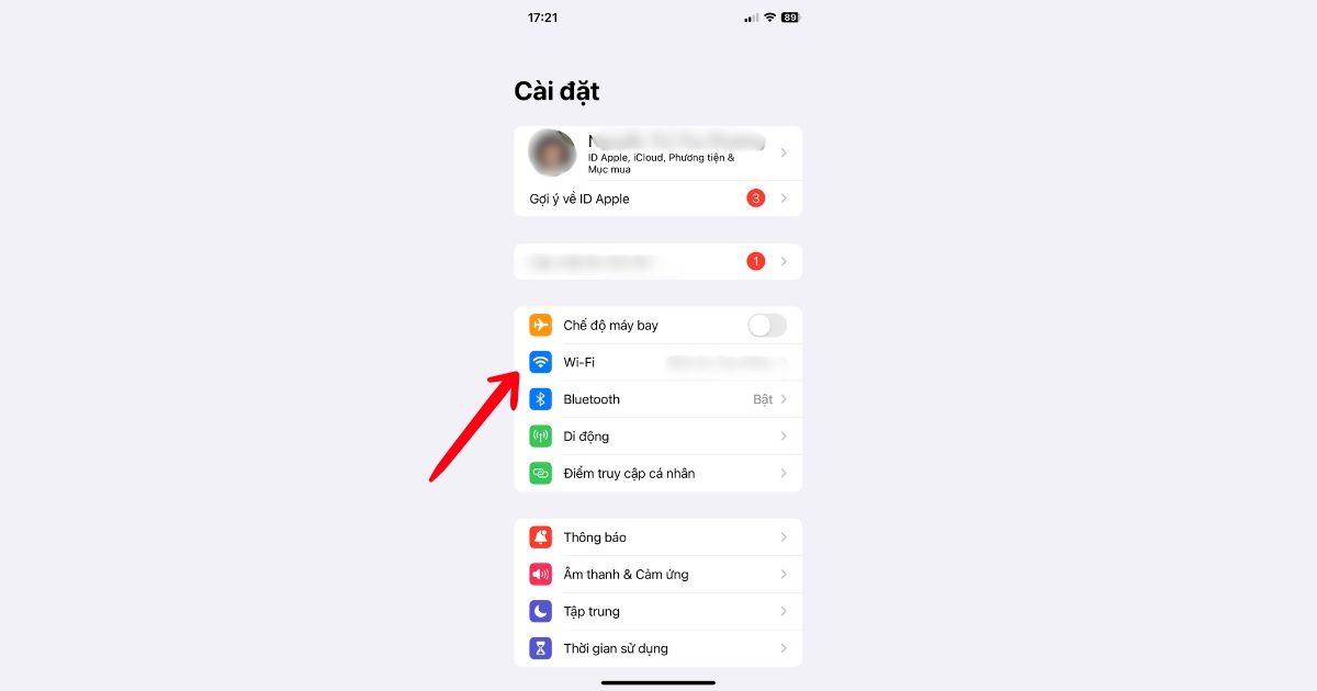 Bạn vào phần Wi-Fi