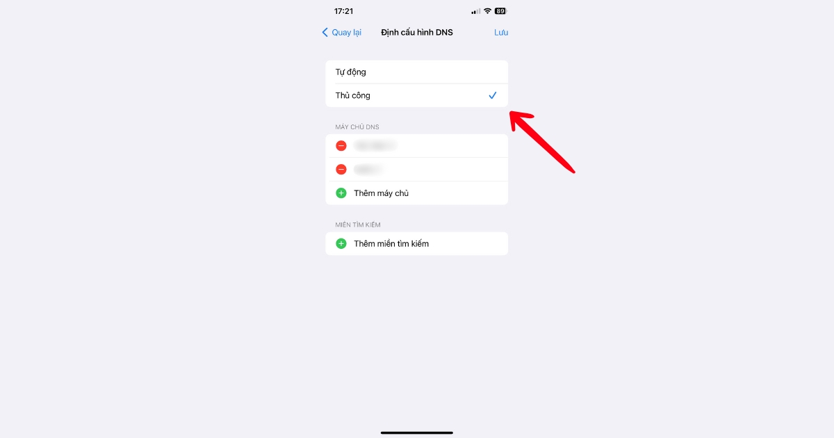 Bạn chuyển từ Tự động sang Thủ công