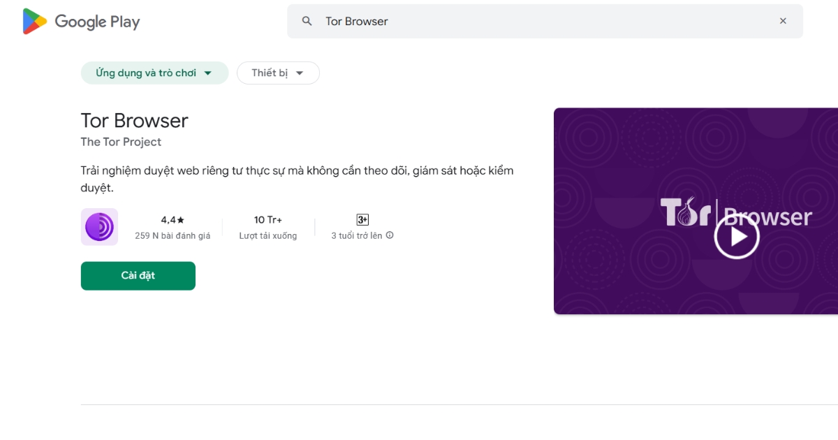 Sử dụng trình duyệt Tor