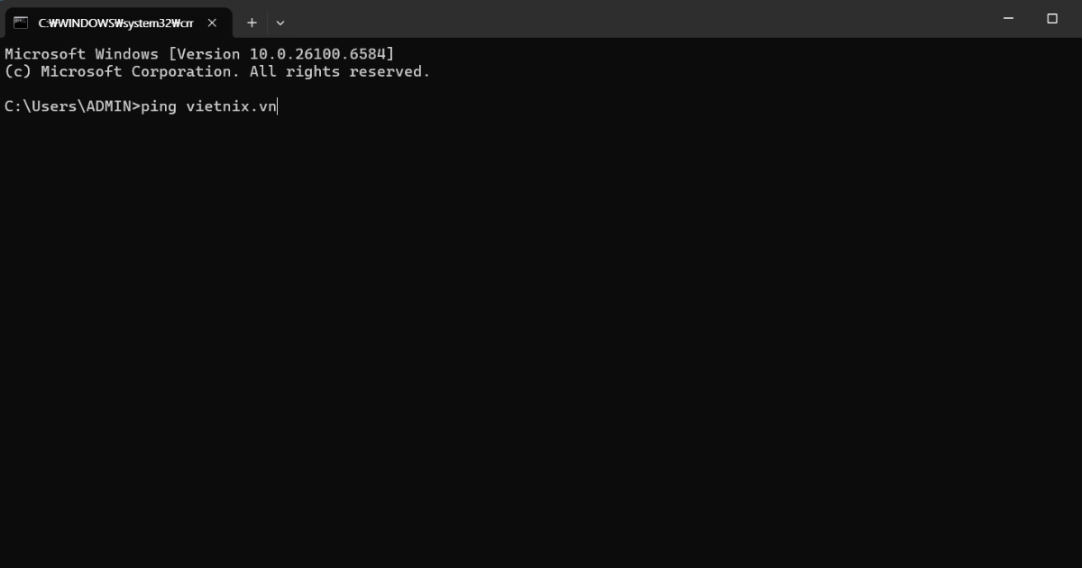 Bạn nhập lệnh ping tenmientrangweb.com