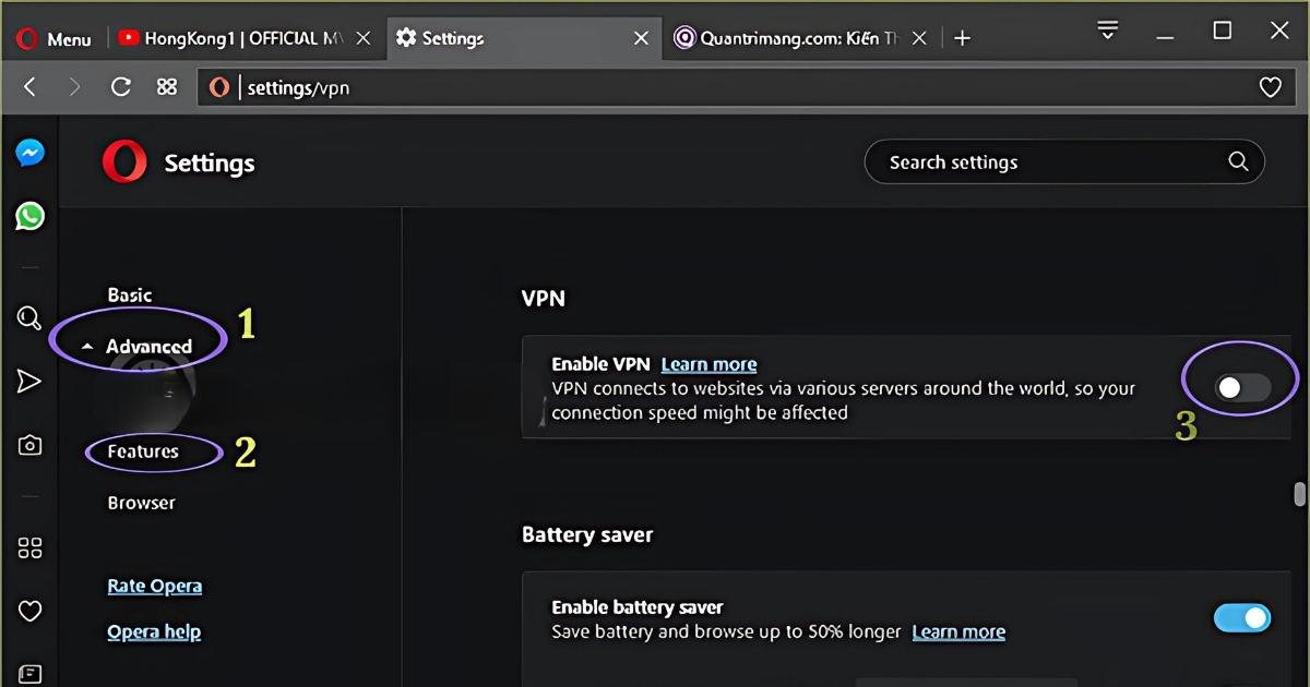 Kích hoạt tính năng VPN