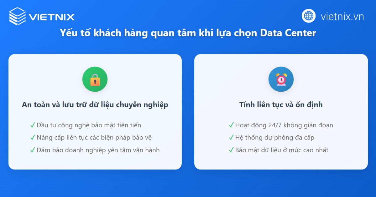 Yếu tố khách hàng quan tâm khi lựa chọn datacenter