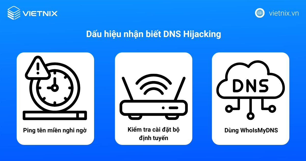 Dấu hiệu nhận biết DNS Hijacking