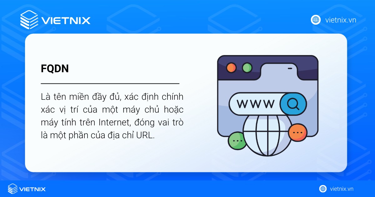 FQDN (Fully Qualified Domain Name) là tên miền đầy đủ, xác định chính xác vị trí của một máy chủ