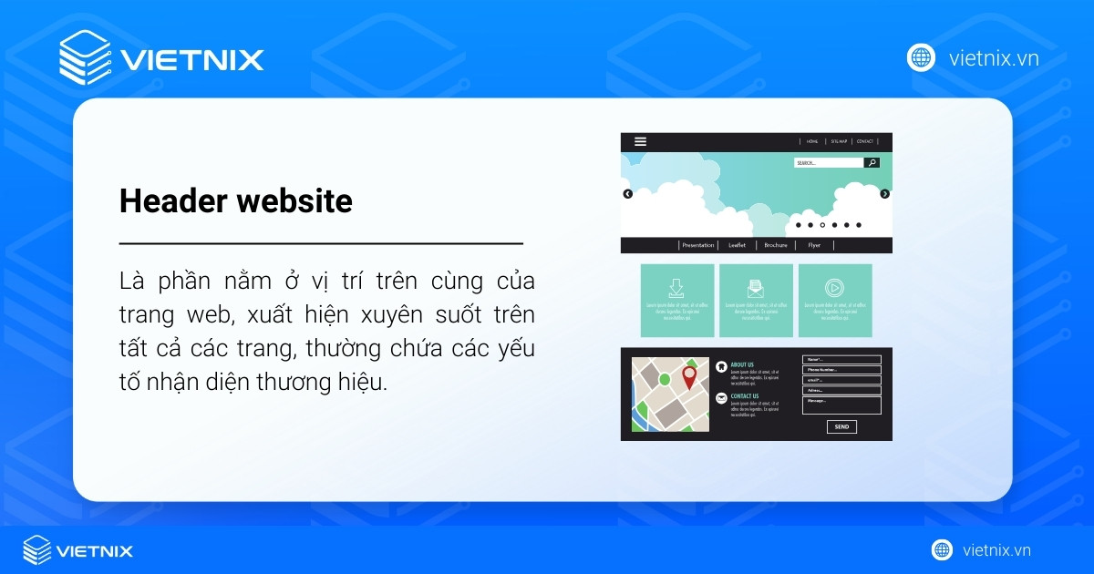 Header website là phần nằm ở vị trí trên cùng của trang web