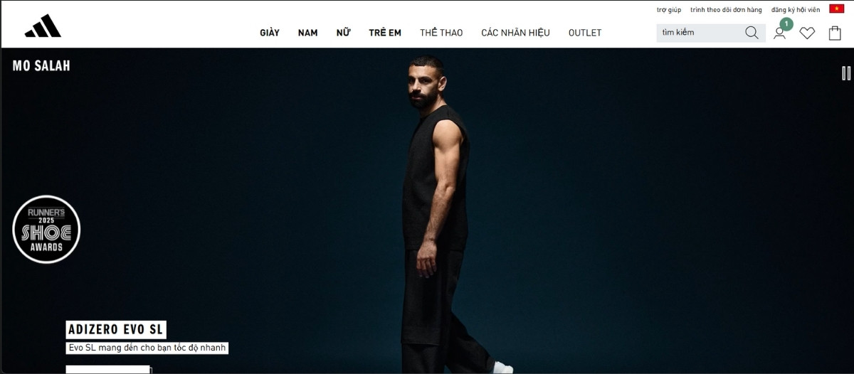 Trang chủ của Adidas