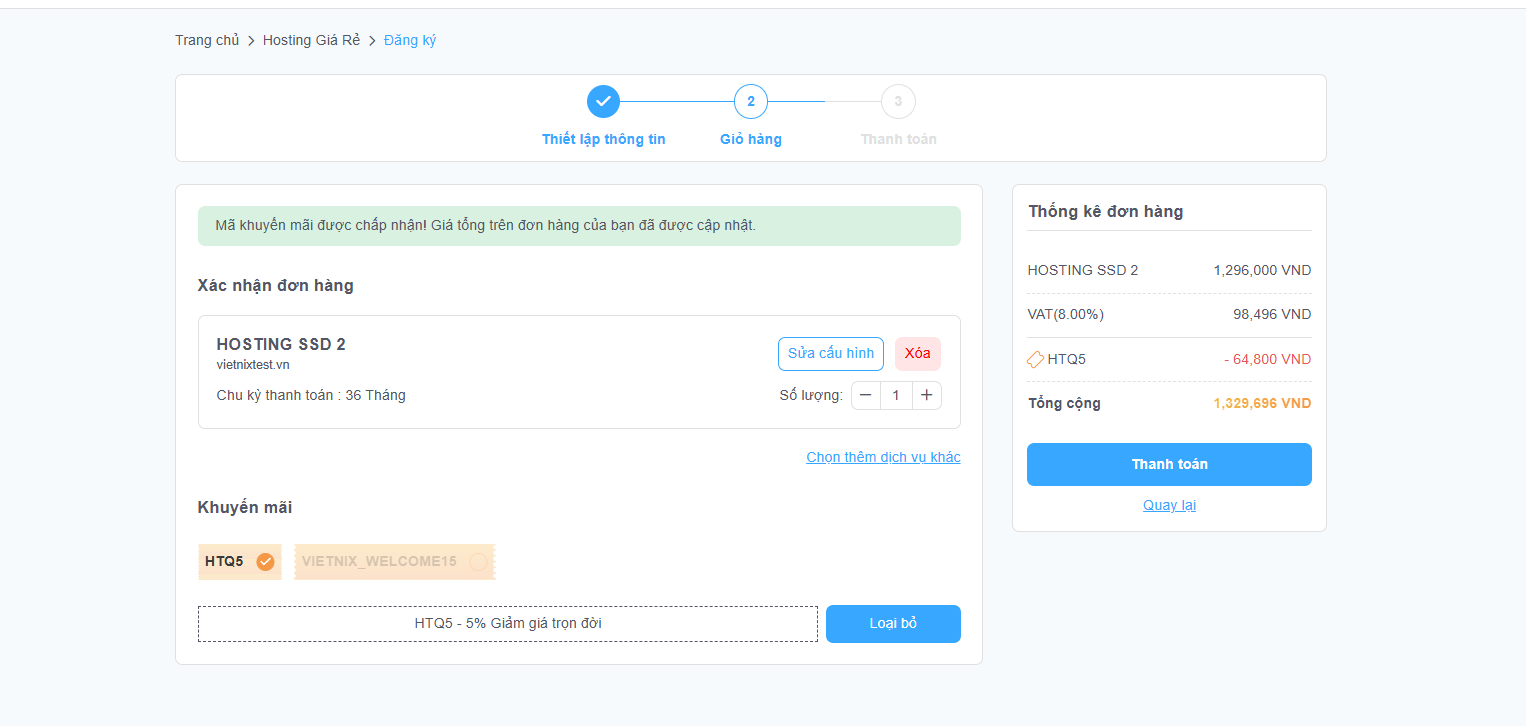Quy trình đăng ký dịch vụ Hosting Vietnix