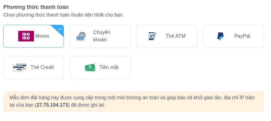 Chọn phương thức thanh toán phù hợp