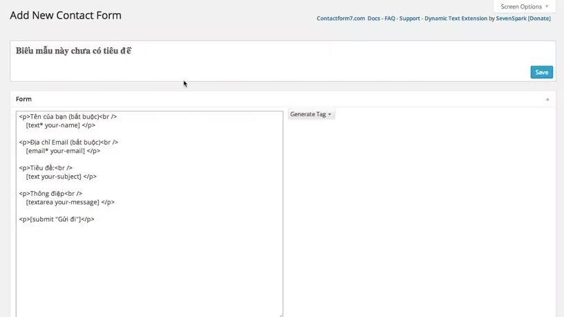Giao diện tạo form