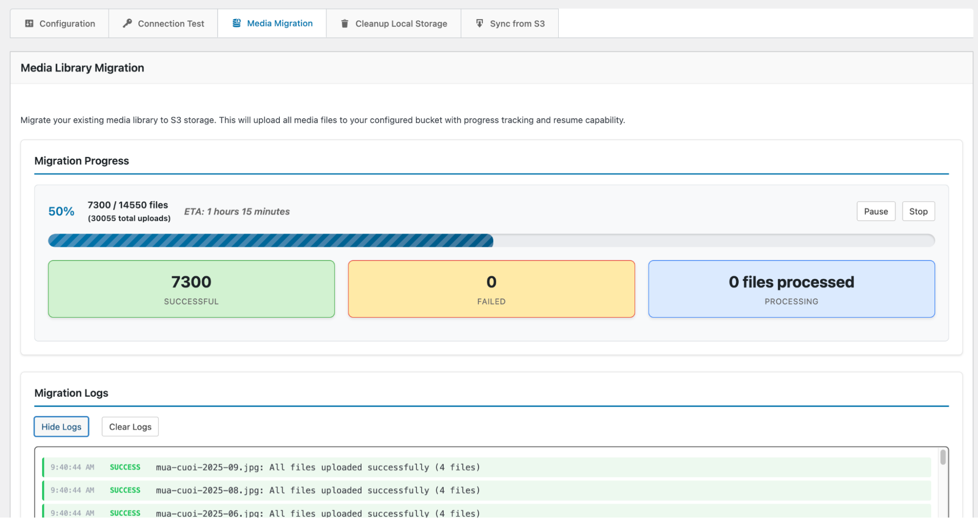 Tính năng Media Migration