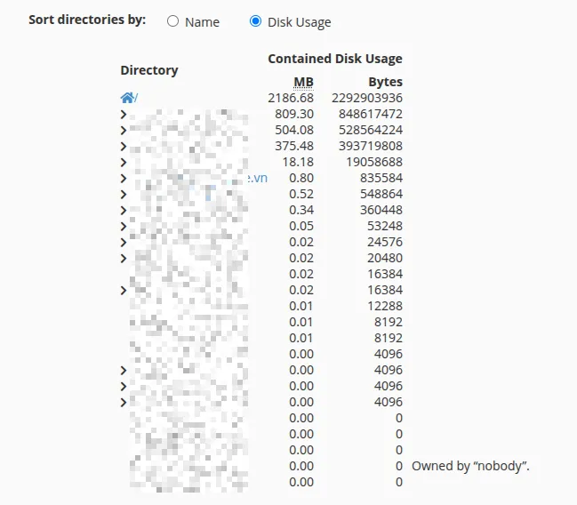 Sắp xếp các thư mục theo dung lượng
