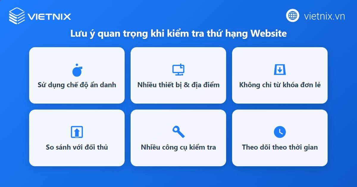 Lưu ý khi kiểm tra và phân tích thứ hạng website
