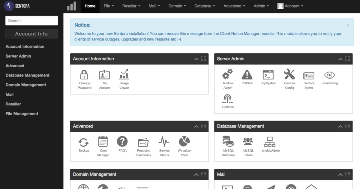 Sentora là một bảng điều khiển quản lý hosting mã nguồn mở và miễn phí