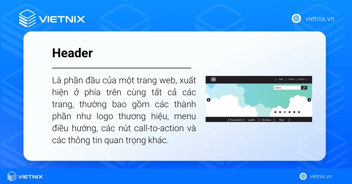 Header là phần đầu của một trang web