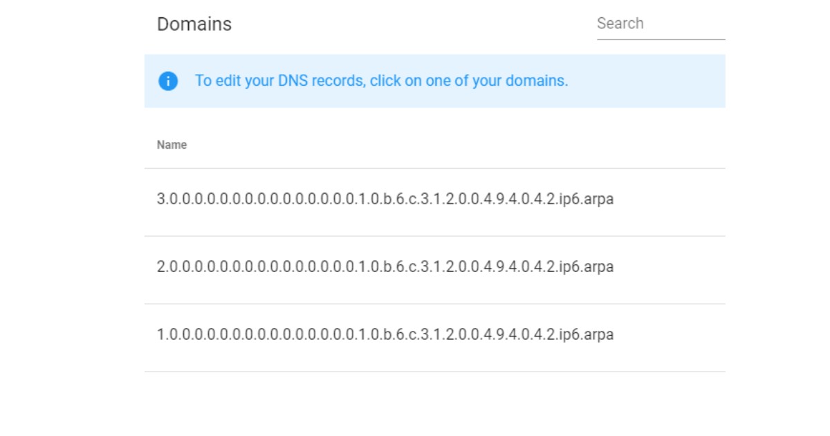 Tại  IPv6, PTR Record chuyển thành chuỗi bốn-bit và thêm hậu tố .ip6.arpa