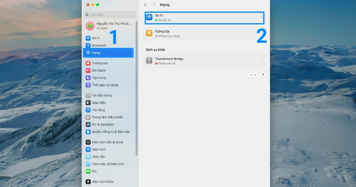 Bạn chọn Mạng và nhấn dấu > tại mục Wi-Fi