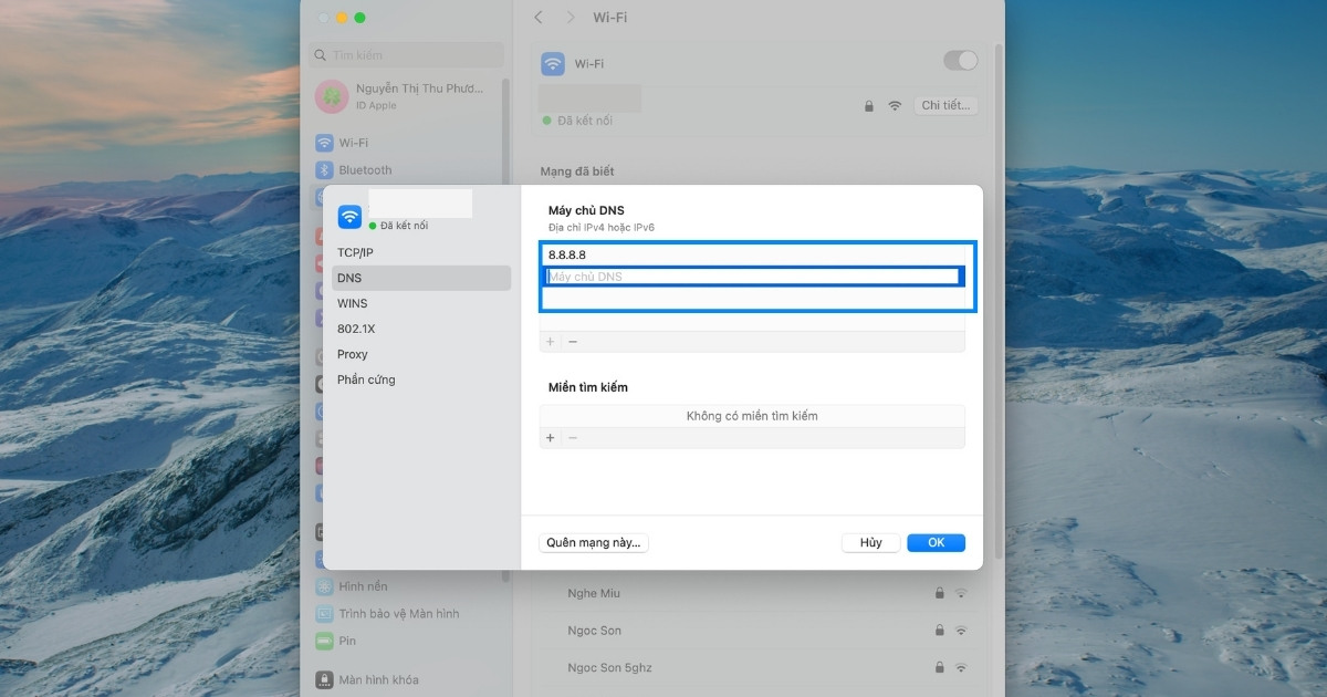 Bạn hãy điền IP DNS và xác nhận bằng OK