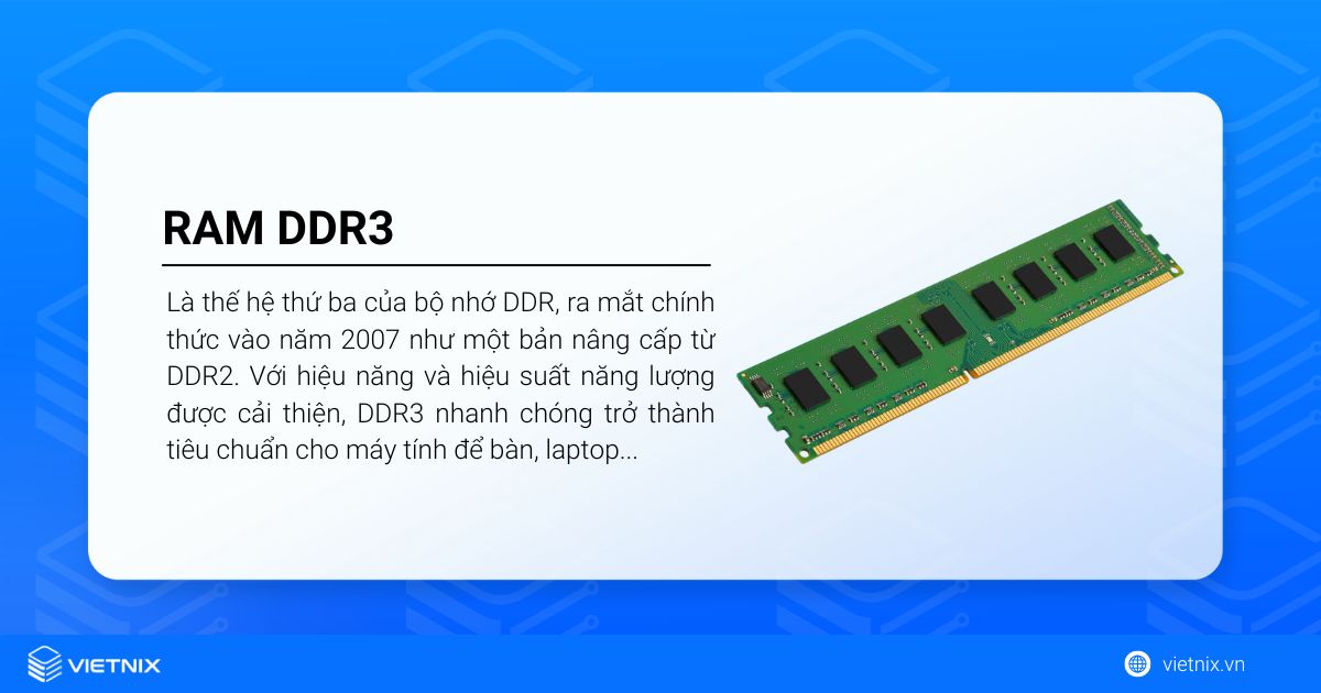 RAM DDR3 (Double Data Rate 3) là thế hệ thứ ba của bộ nhớ DDR