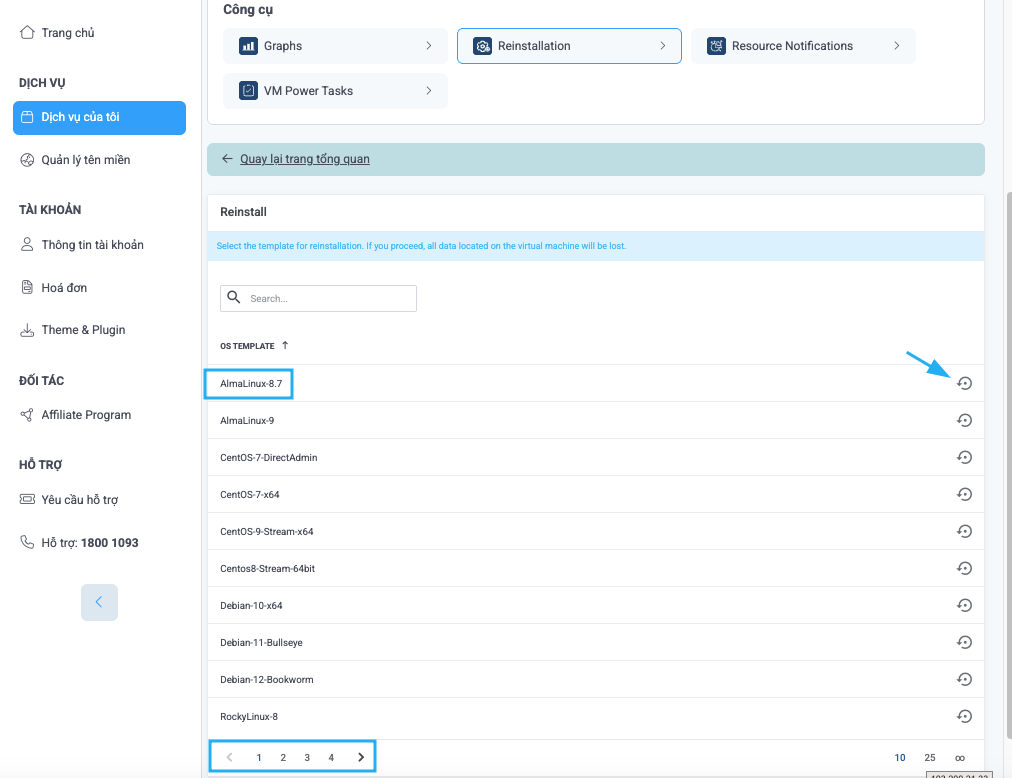 Tìm đến OS cần cài sau đó ấn vào biểu tượng bên phải