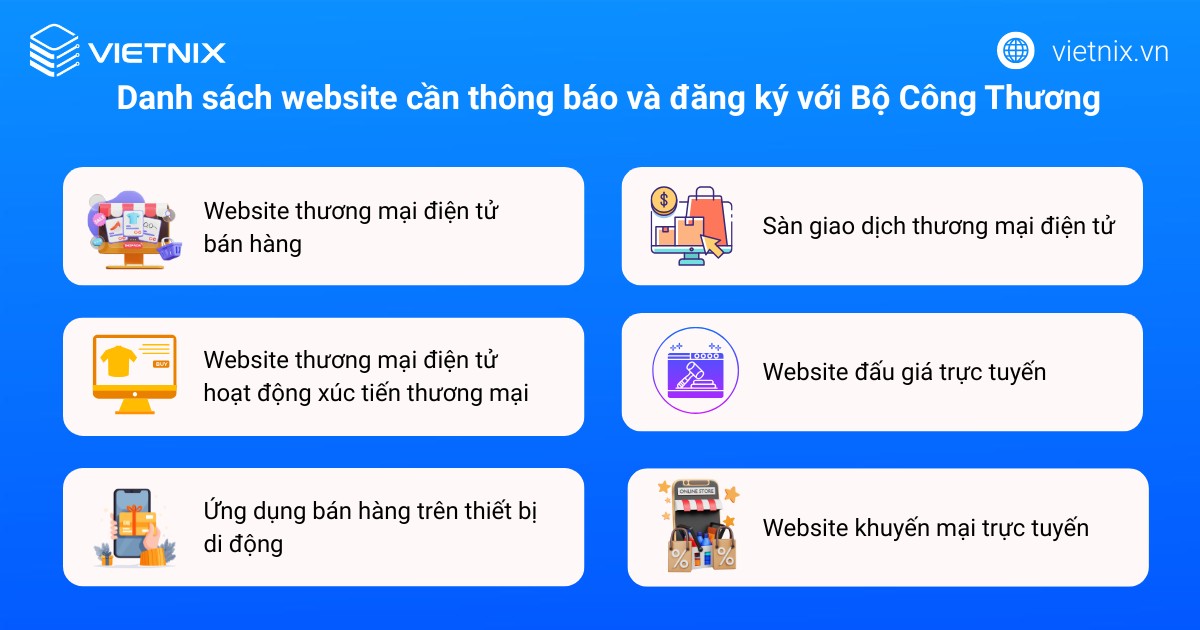 Website bán hàng, cung cấp dịch vụ TMĐT và ứng dụng di động tương tự phải đăng ký với BCT