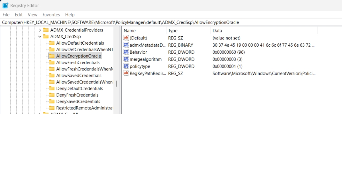 Đặt tên cho giá trị mới là AllowEncryptionOracle