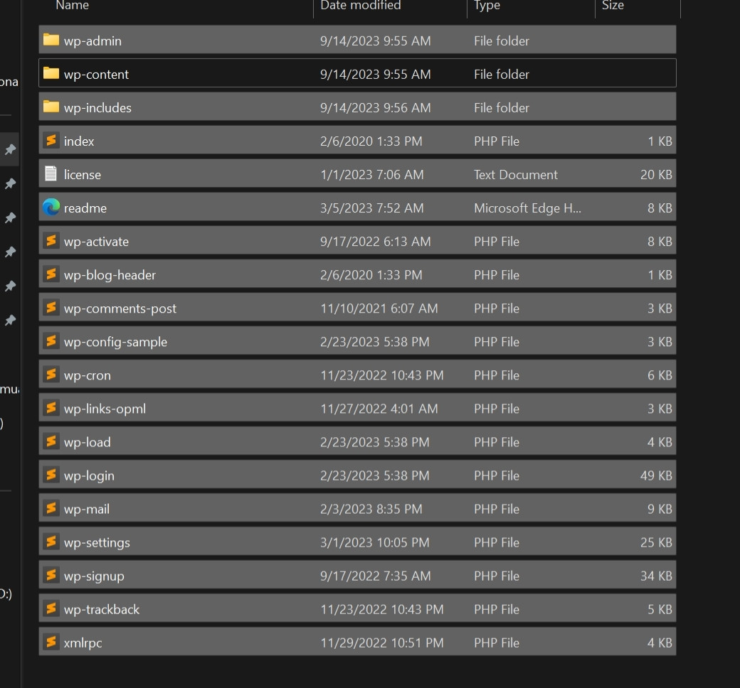 Bạn cần chú ý chỉ lấy các file và thư mục gốc (ngoại trừ wp-content)