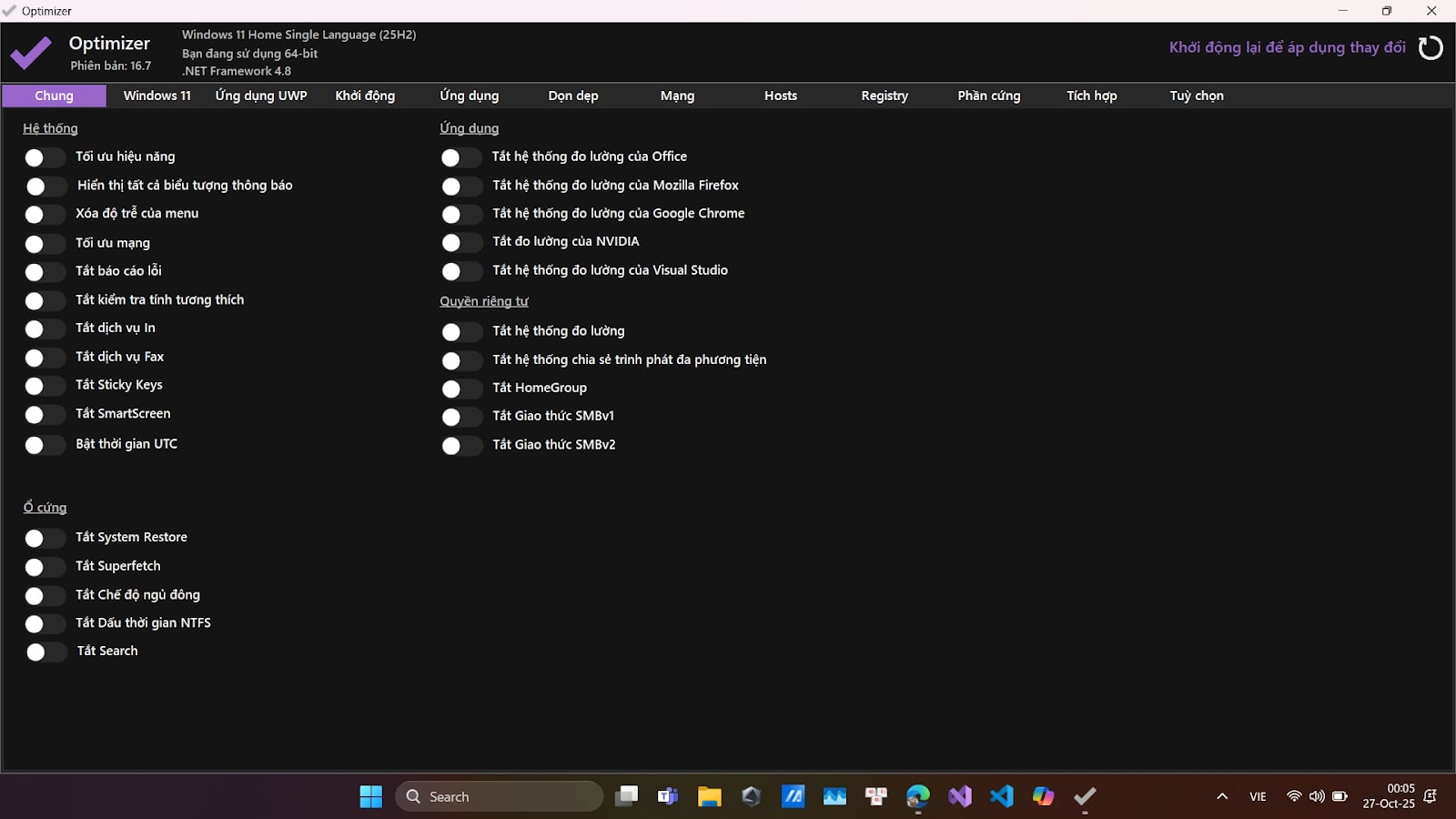 Chọn cấu hình tối ưu