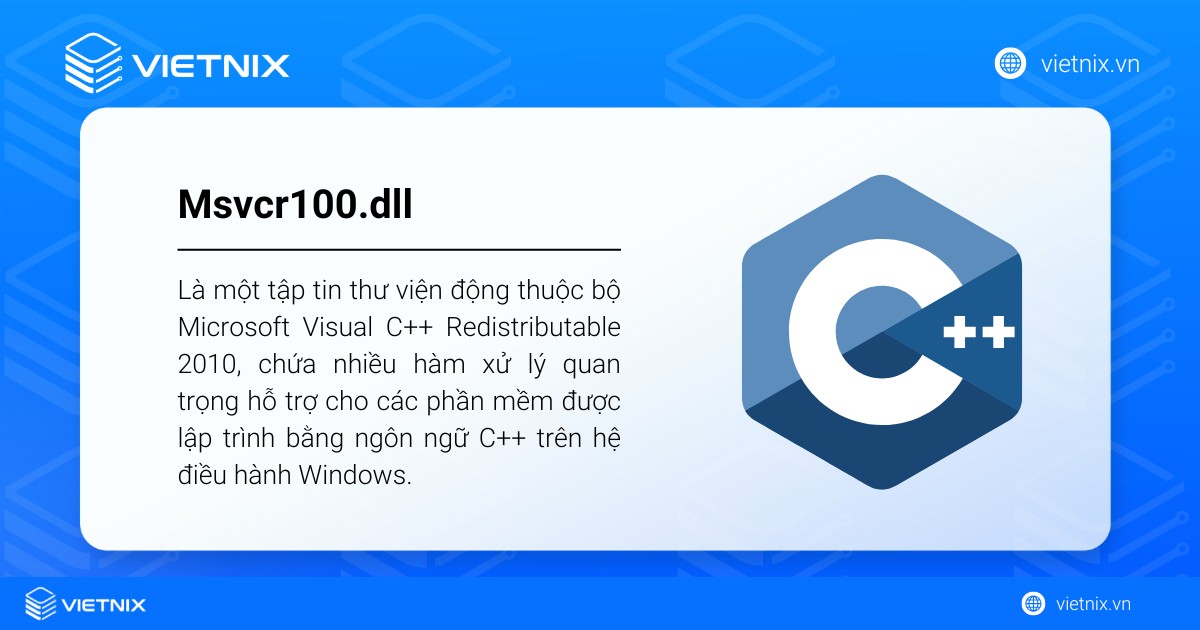Hướng dẫn 8 cách sửa lỗi msvcr100.dll trên máy tính nhanh chóng và hiệu quả 23 Msvcr100.dll là một tập tin thư viện động thuộc bộ Microsoft Visual C++ Redistributable 2010