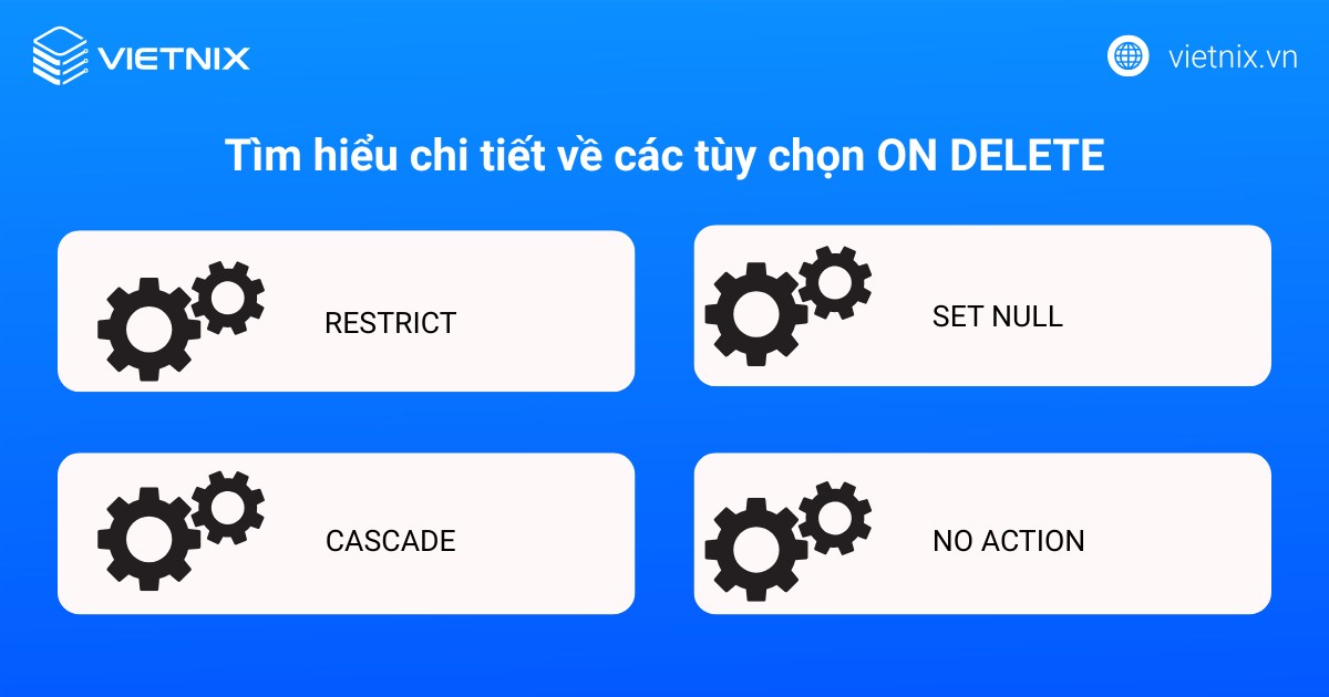 Hướng dẫn cách tạo khóa ngoại phpMyAdmin chi tiết bằng GUI, MySQL SQL 26 Tìm hiểu chi tiết về các tùy chọn ON DELETE