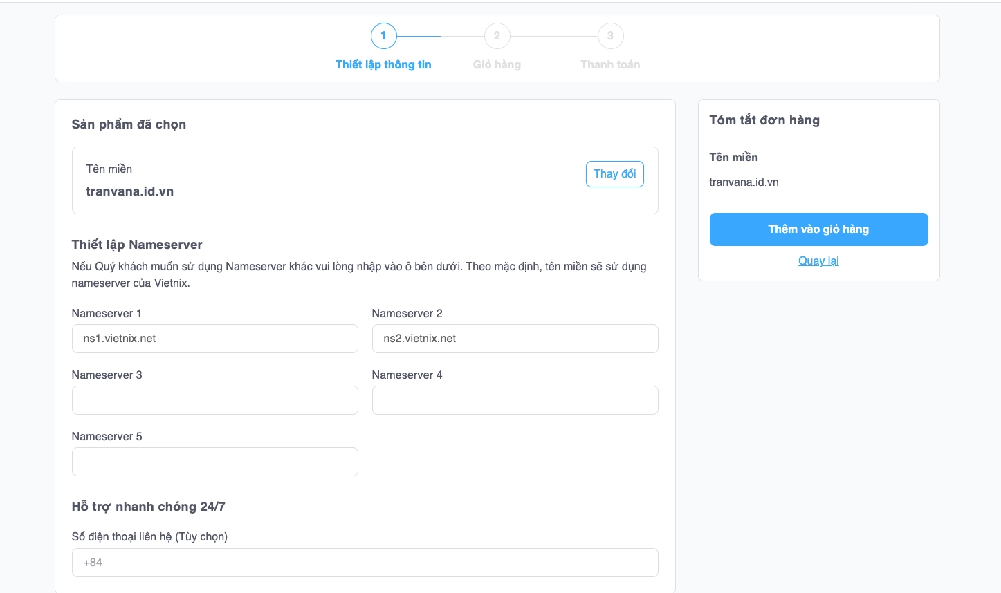 Nhấn Thêm vào giỏ hàng