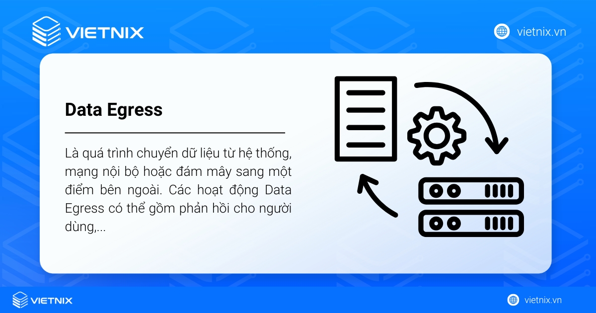 Data Egress là quá trình chuyển dữ liệu từ hệ thống, mạng nội bộ hoặc đám mây sang một điểm bên ngoài